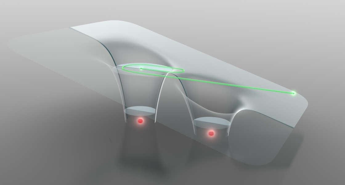 Illustration of an electron in a strong laser field.