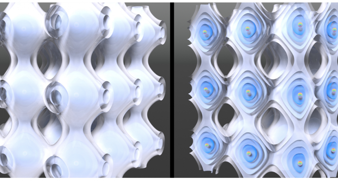 Artist's conception of a 3-dimensional optical lattice.