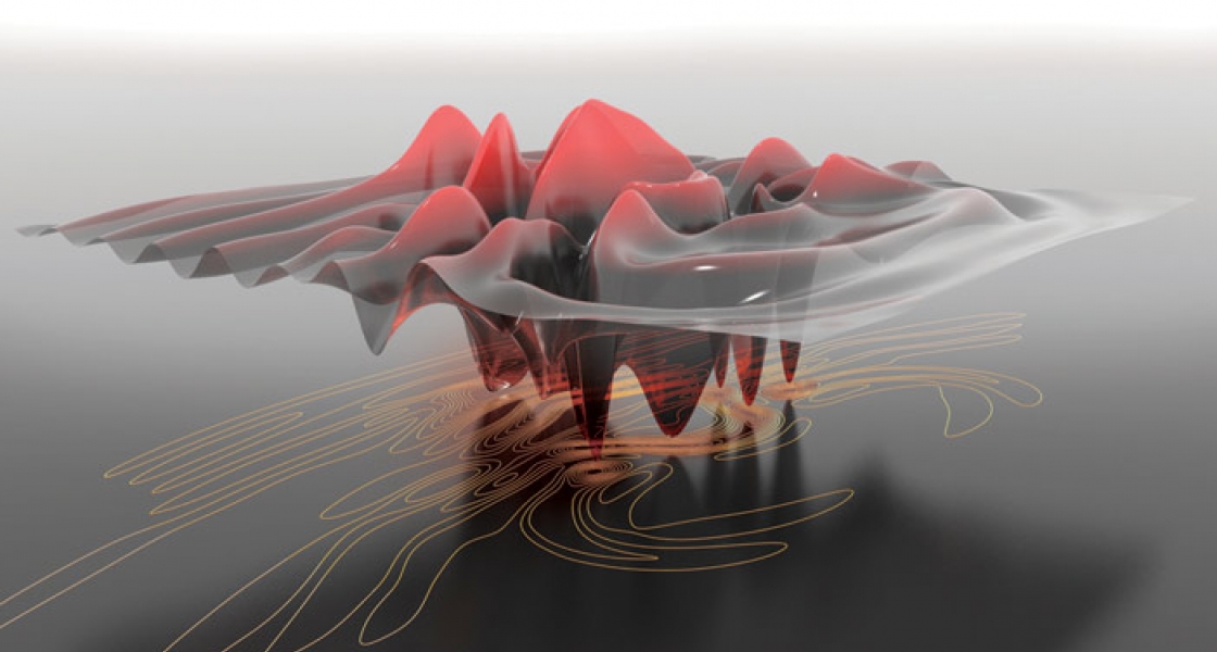 Density plot shows vortices forming in a dipolar BEC being tickled by a laser beam