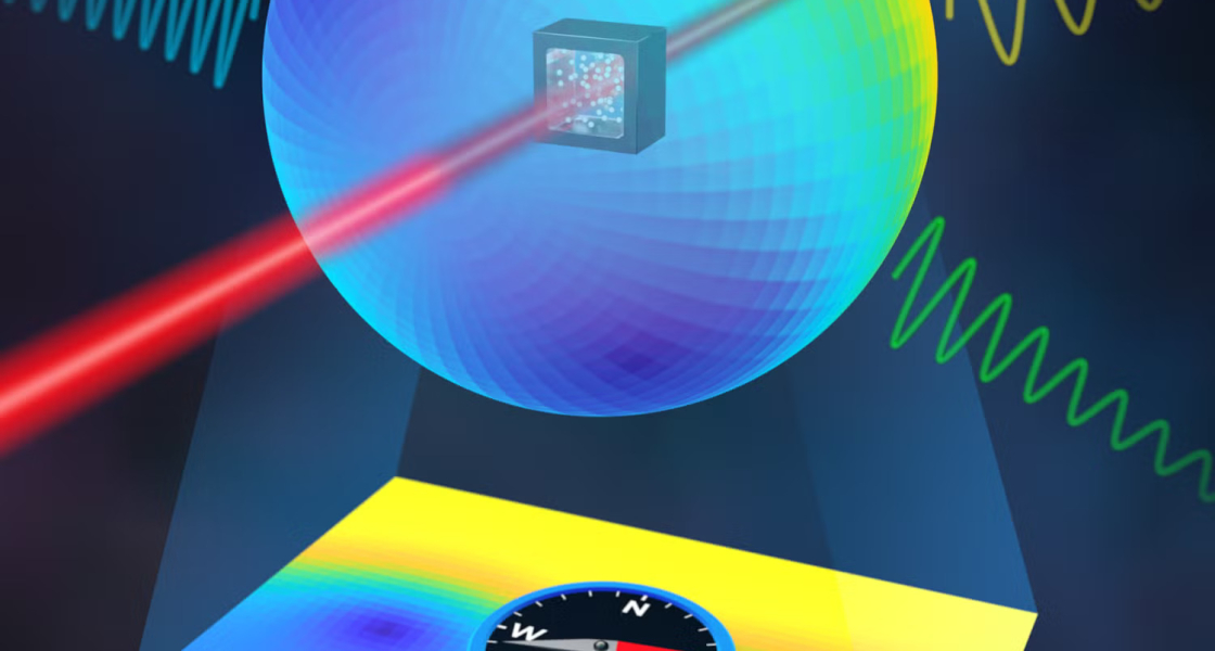 Cells with around 100 billion rubidium atoms are exposed to microwave signals, which help to determine the atoms' magnetic fields