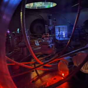 Using an extremely high-powered laser, scientists can excite the thorium-229 nucleus, which is the core of a future nuclear clock.