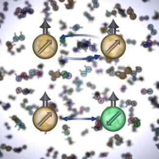 Strontium atoms in a quantum simulator display.