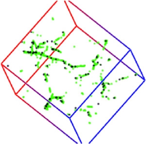 Figure illustrating how light, matter and galaxies formed from filaments.