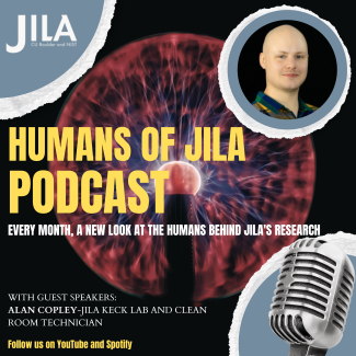 Podcast cover art for the Humans of JILA podcast episode on the Keck Lab