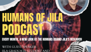 Podcast cover art featuring JILA graduate student Tatsuya Akiba