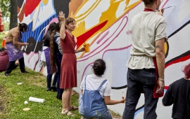 Photo of Cindy Regal and Findings Mural