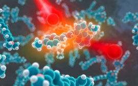 An artistic depiction of the hot band absorption process in the LDS798 molecule. 