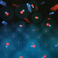 Illustration showing rubidium and potassium atoms.